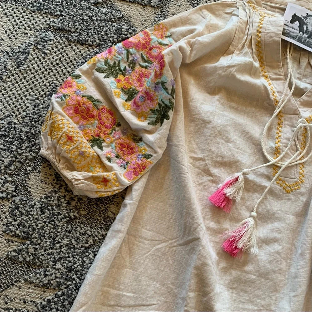 New Cleo Boho Gypsy Tassel Tunic Dress Top - Picture 10 of 12